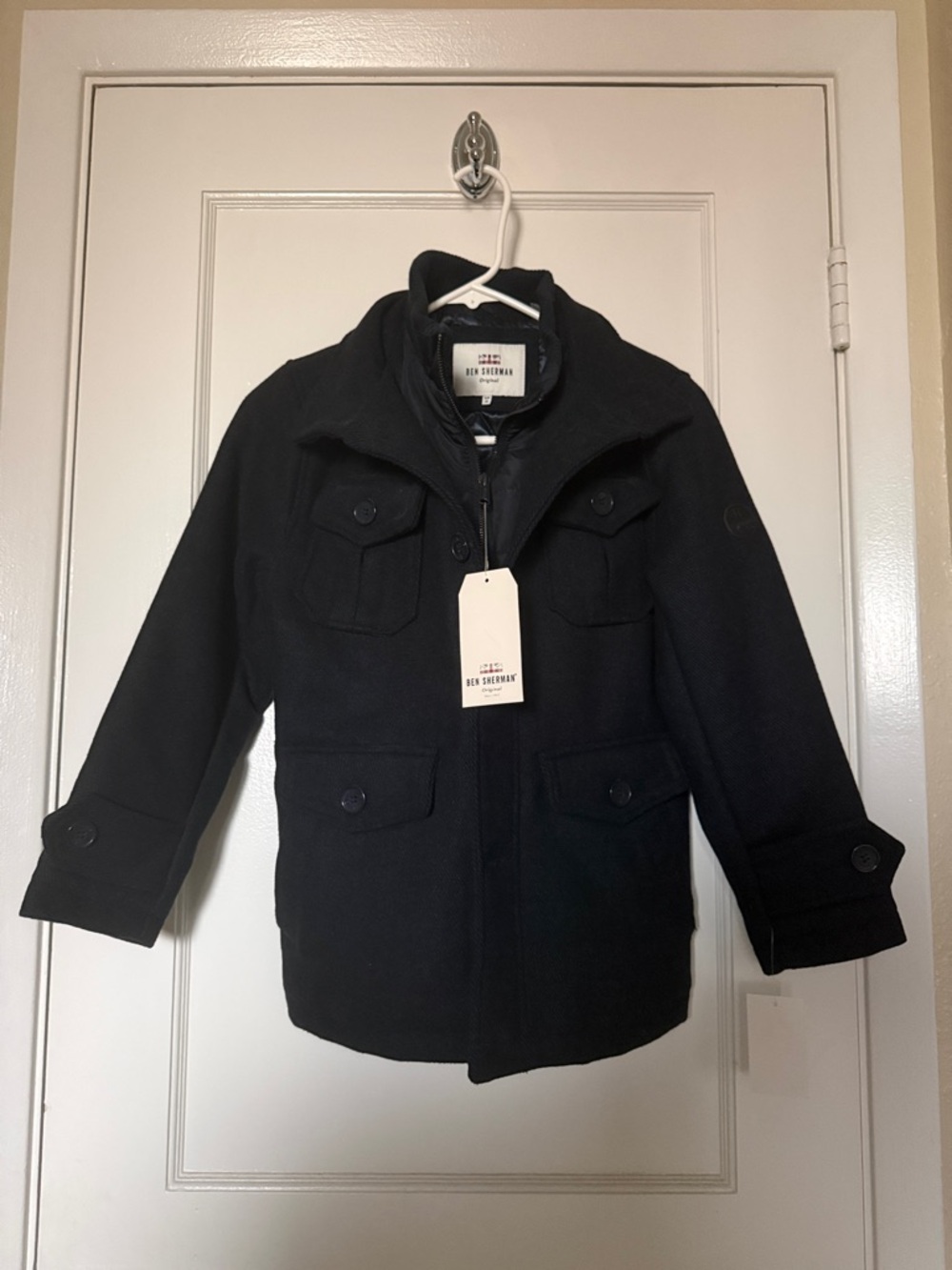 Boy’s Ben Sherman Navy Wool-Blend Military Field Coat - Size 8